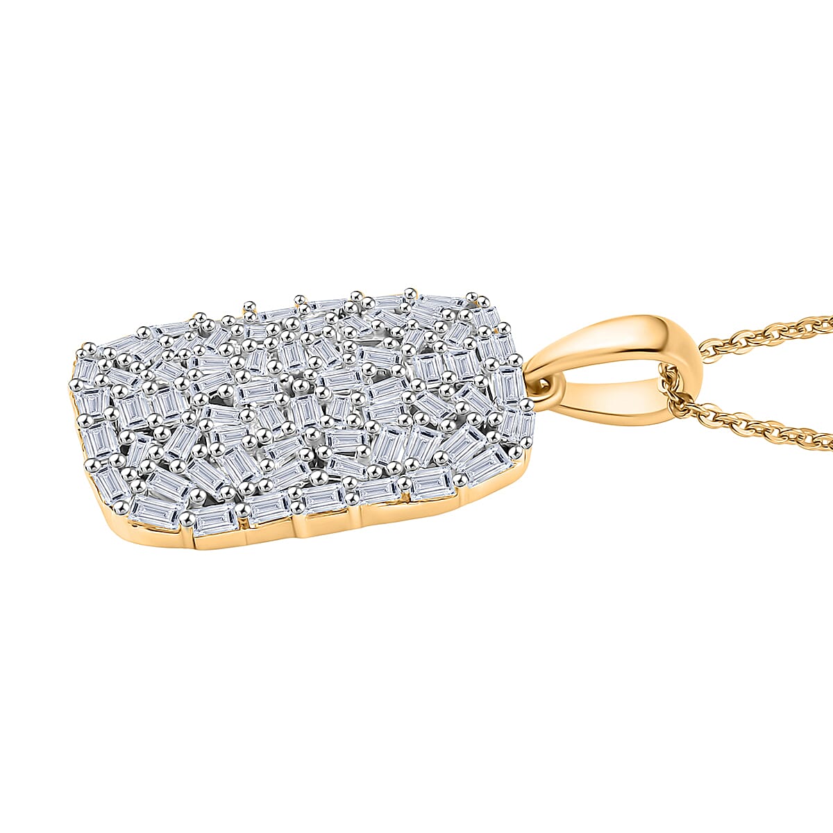 Luxuriant Lab Gronw Diamond G-H SI 1.00 ctw Pendant Necklace in 18K Vermeil Yellow Gold Over Sterling Silver 20 Inches image number 3