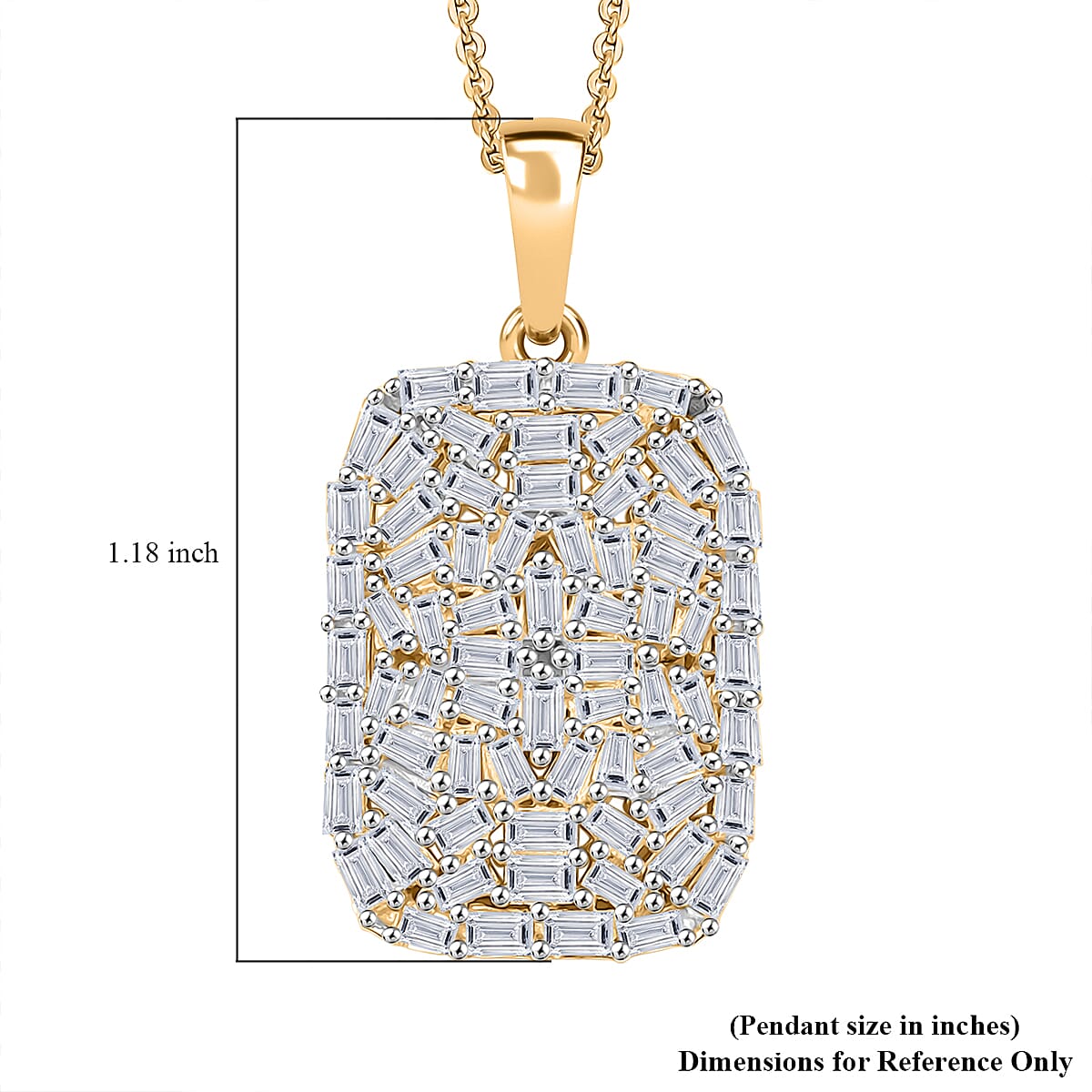 Luxuriant Lab Gronw Diamond G-H SI 1.00 ctw Pendant Necklace in 18K Vermeil Yellow Gold Over Sterling Silver 20 Inches image number 5