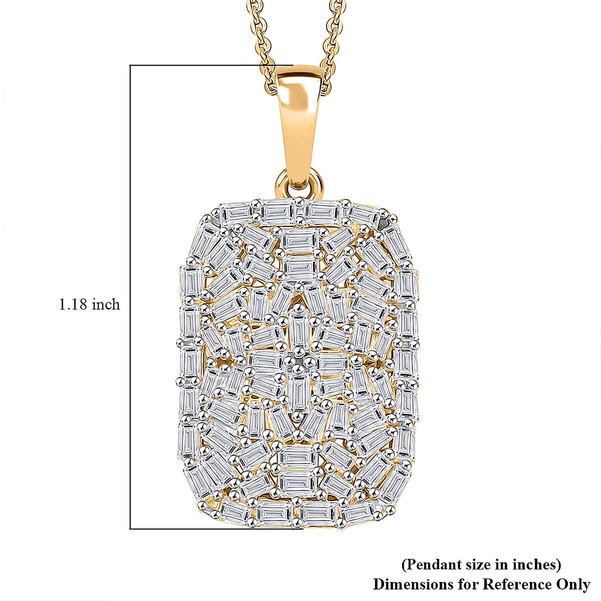 Luxuriant Lab Grown Diamond G-H SI 1.00 ctw Firecracker Pendant Necklace in 18K Vermeil Yellow Gold Over Sterling Silver 20 Inches image number 6