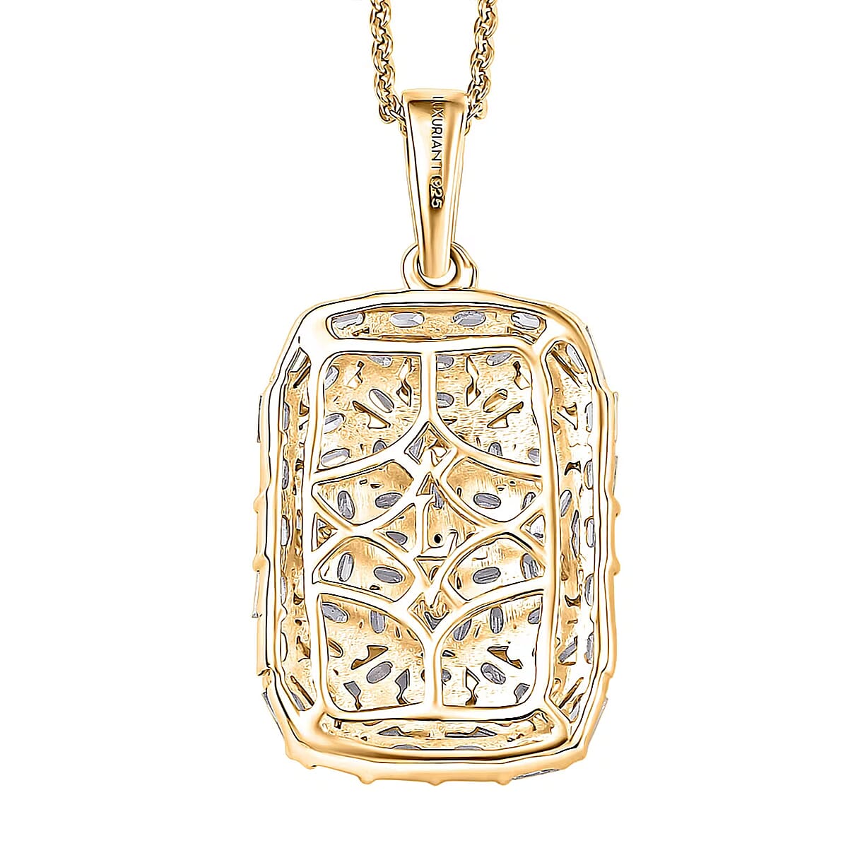 Luxuriant Lab Grown Diamond G-H SI 1.00 ctw Firecracker Pendant Necklace in 18K Vermeil Yellow Gold Over Sterling Silver 20 Inches image number 7