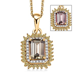 D'Joy AAA Turkizite, Natural Yellow and White Diamond 2.25 ctw Golden Mirage Pendant Necklace in 18K Vermeil Yellow Gold Over Sterling Silver 20 Inches