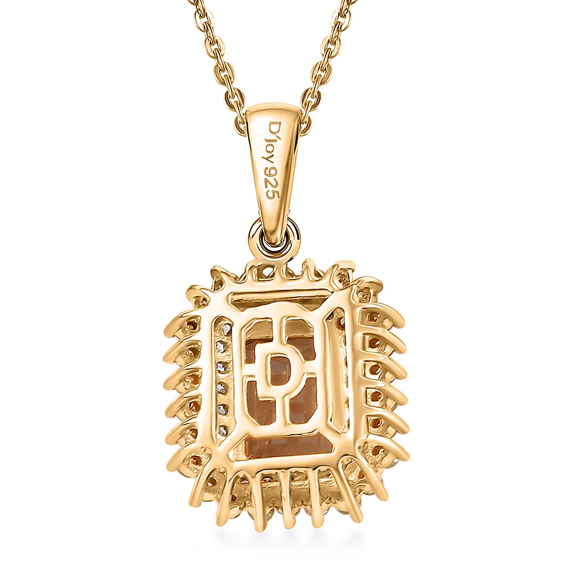 D'Joy AAA Turkizite, Natural Yellow and White Diamond 2.25 ctw Golden Mirage Pendant Necklace in 18K Vermeil Yellow Gold Over Sterling Silver 20 Inches
