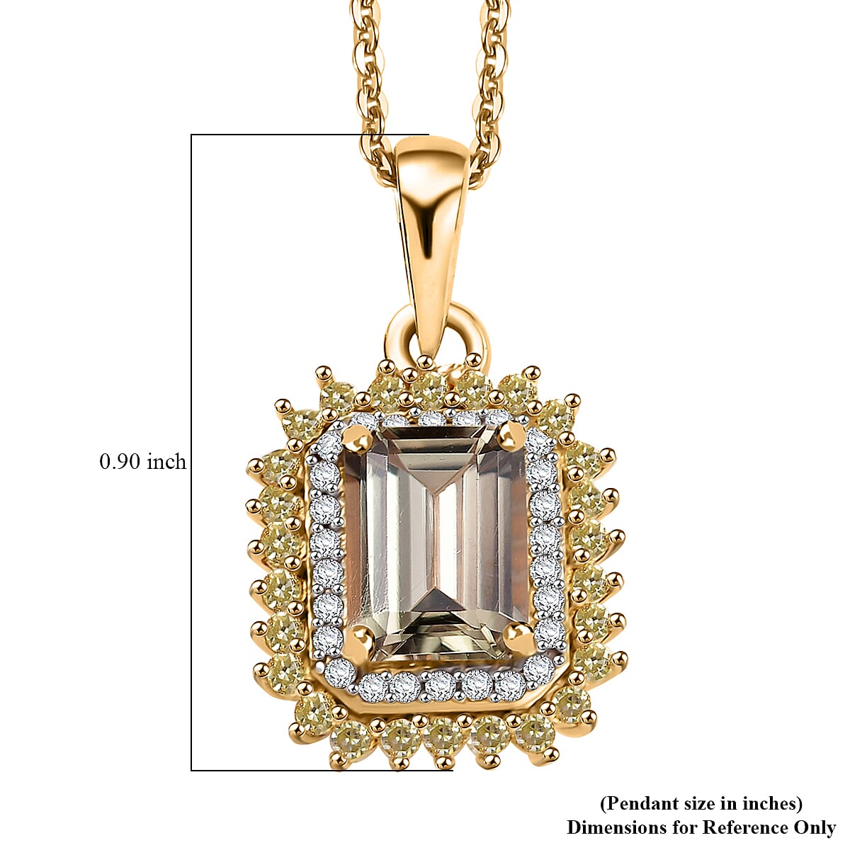 D'Joy AAA Turkizite, Natural Yellow and White Diamond 2.25 ctw Golden Mirage Pendant Necklace in 18K Vermeil Yellow Gold Over Sterling Silver 20 Inches image number 6