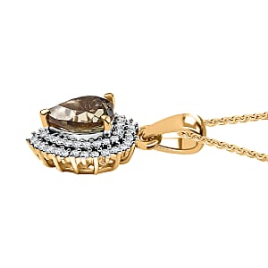 D'Joy AAA Turkizite and Moissanite 2.15 ctw Heart of Twilight Pendant Necklace in 18K Vermeil Yellow Gold Over Sterling Silver 20 Inches