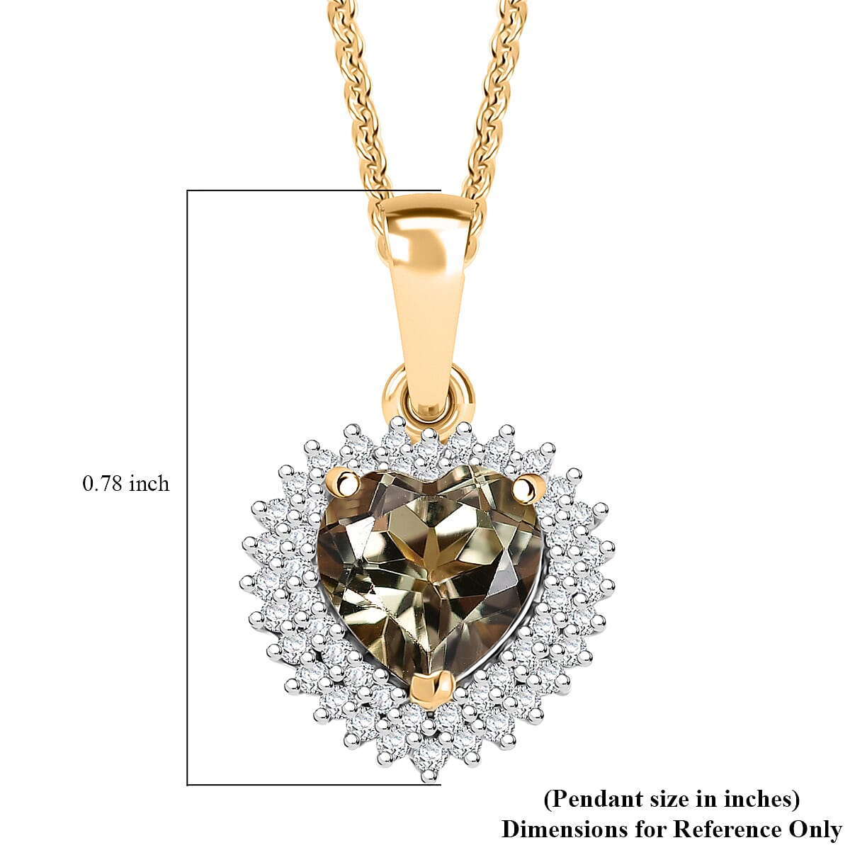 D'Joy AAA Turkizite and Moissanite 2.15 ctw Heart of Twilight Pendant Necklace in 18K Vermeil Yellow Gold Over Sterling Silver 20 Inches