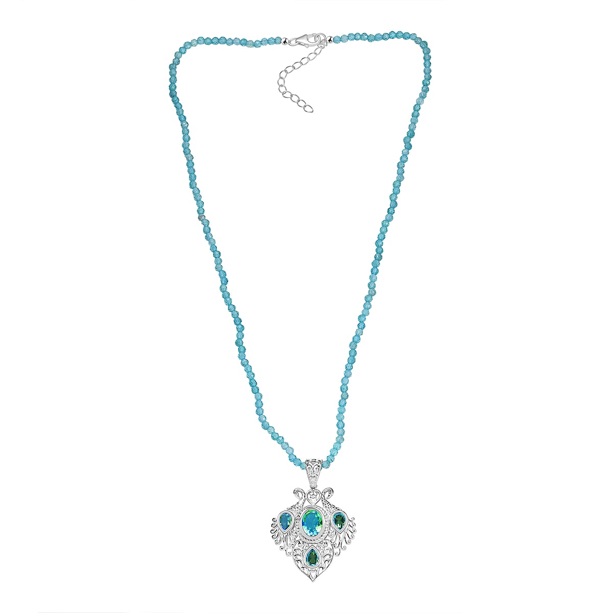 D'Joy AAA Malagasy Labradorite and Apatite 77.00 ctw Pendant Necklace in 18K Vermeil RG and Rhodium Over Sterling Silver 18 Inches  image number 3