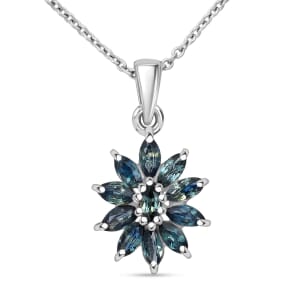 D'Joy Australian Sapphire 1.15 ctw Pendant Necklace in Rhodium Over Sterling Silver 20 Inches