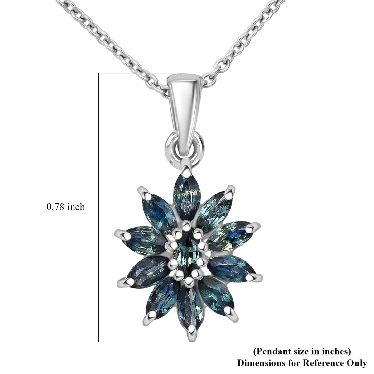 D'Joy Australian Sapphire 1.15 ctw Pendant Necklace in Rhodium Over Sterling Silver 20 Inches image number 5