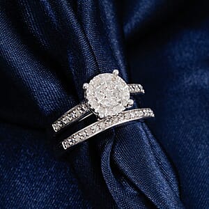 Set of 2 White Diamond 0.33 ctw Bridal Band Ring in Sterling Silver (Size 7.0)