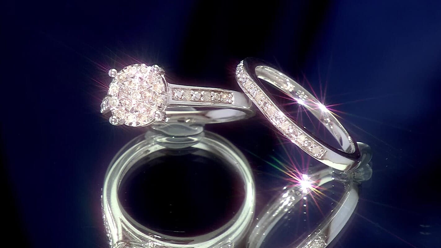 Set of 2 White Diamond Bridal Band Ring in Sterling Silver (Size 7.0) 0.33 ctw