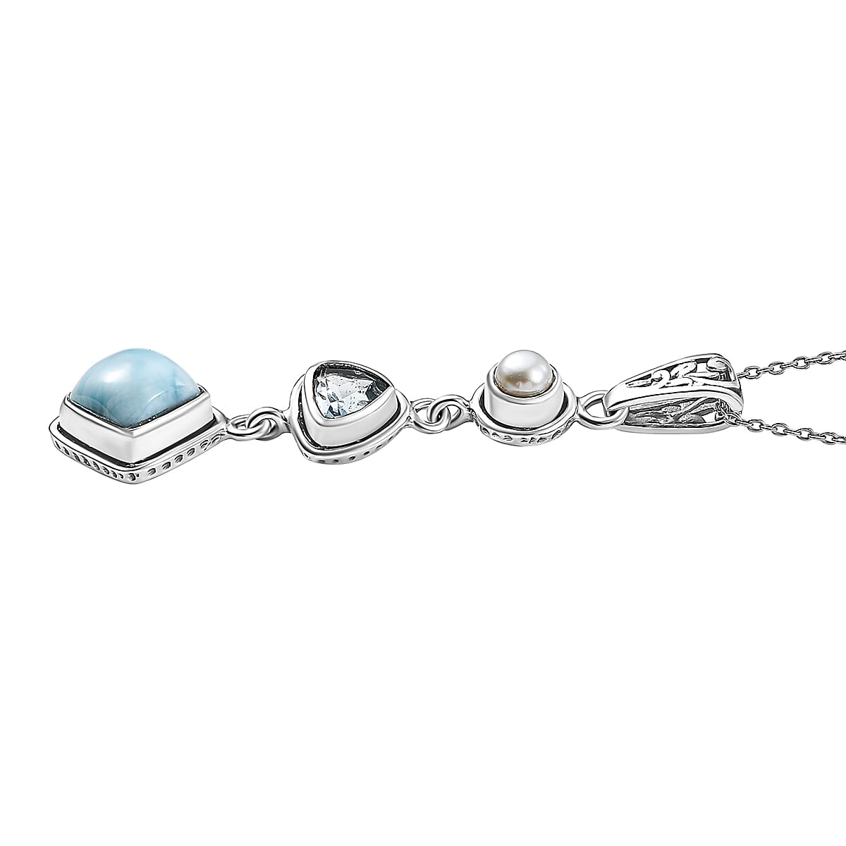 Buy Prmium Larimar and Multi Gemstone 2.35 ctw Pendant Necklace in