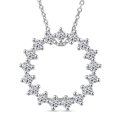 Luxuriant Lab Grown Diamond (G-H, SI) 0.75 ctw Earrings and Pendant Necklace (20 Inches) in Rhodium Over Sterling Silver
