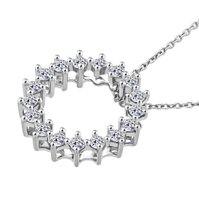 Luxuriant Lab Grown Diamond (G-H, SI) 0.75 ctw Earrings and Pendant Necklace (20 Inches) in Rhodium Over Sterling Silver