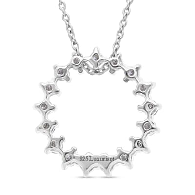 Luxuriant Lab Grown Diamond (G-H, SI) 0.75 ctw Earrings and Pendant Necklace (20 Inches) in Rhodium Over Sterling Silver