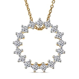 Luxuriant Lab Grown Diamond (G-H, SI) 0.75 ctw Earrings and Pendant Necklace (20 Inches) in Vermeil YG Over Sterling Silver