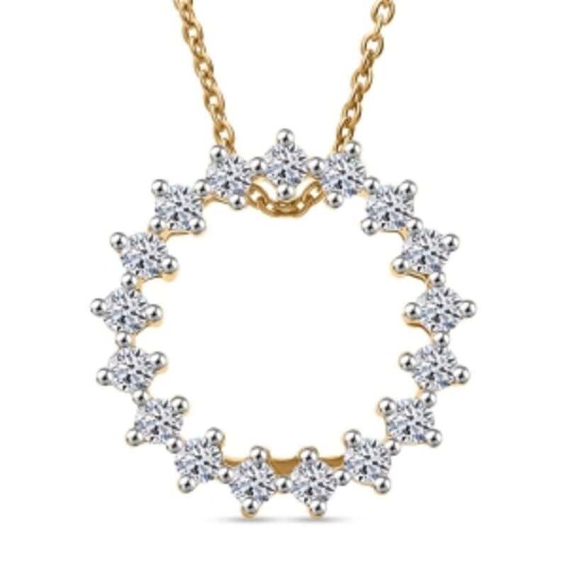 Luxuriant Lab Grown Diamond (G-H, SI) 0.75 ctw Earrings and Pendant Necklace (20 Inches) in Vermeil YG Over Sterling Silver