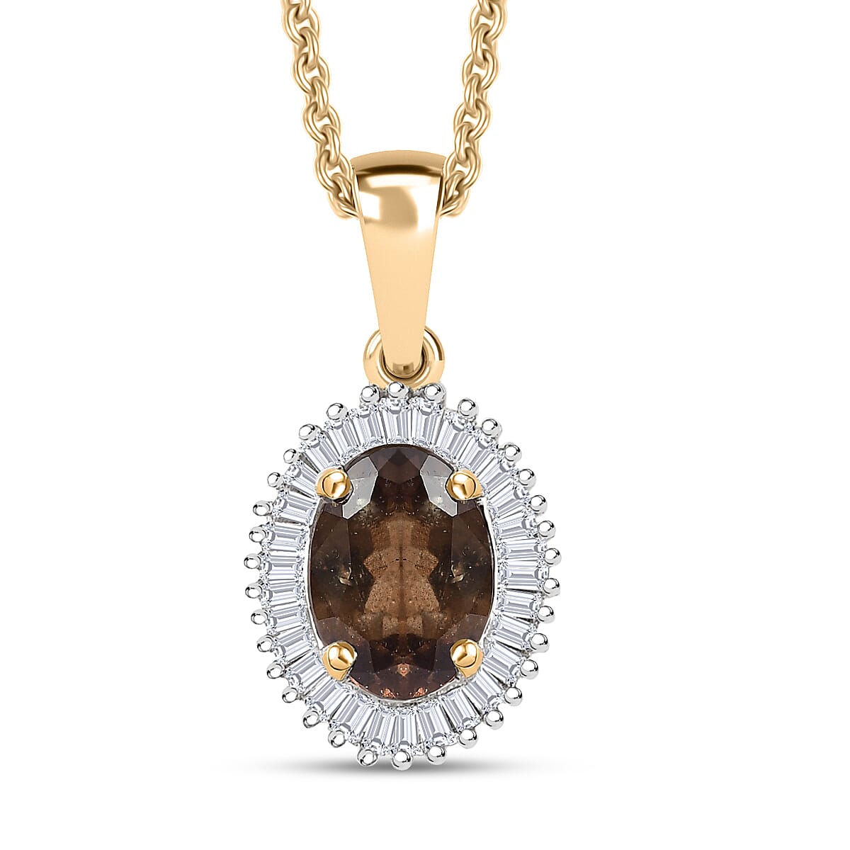 Luxoro AAA Madagascar Color Change Garnet and I2 Diamond 1.20 ctw Starry Bloom Pendant Necklace in 10K Yellow Gold 20 Inches image number 0
