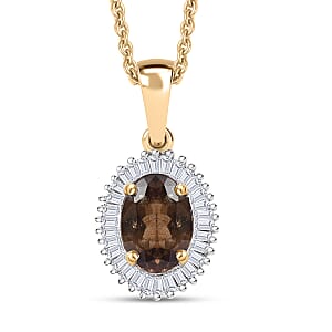 Luxoro AAA Madagascar Color Change Garnet and I2 Diamond 1.20 ctw Starry Bloom Pendant Necklace in 10K Yellow Gold 20 Inches