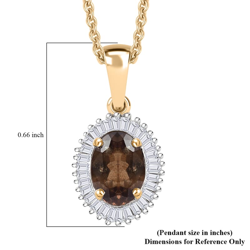 Luxoro AAA Madagascar Color Change Garnet and I2 Diamond 1.20 ctw Starry Bloom Pendant Necklace in 10K Yellow Gold 20 Inches