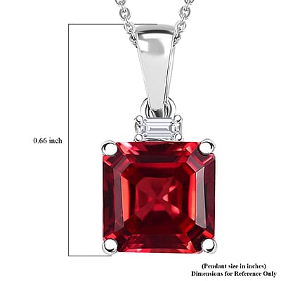 Certified & Appraised Luxuriant 10K White Gold AAA Asscher Cut Lab Grown Padparadscha Sapphire, Lab Grown Diamond (E-F, VS) Pendant Necklace (18 Inches) 3.52 ctw