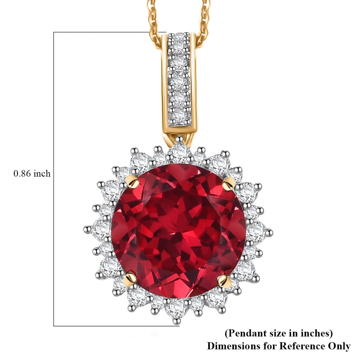 Certified & Appraised Luxuriant AAA Lab Grown Padparadscha Sapphire and E-F VS Lab Grown Diamond 5.50 ctw Pendant Necklace in 10K Yellow Gold 18 Inches image number 5