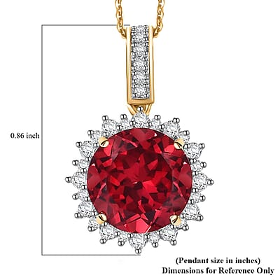 Certified & Appraised Luxuriant AAA Lab Grown Padparadscha Sapphire and E-F VS Lab Grown Diamond 5.50 ctw Pendant Necklace in 10K Yellow Gold 18 Inches