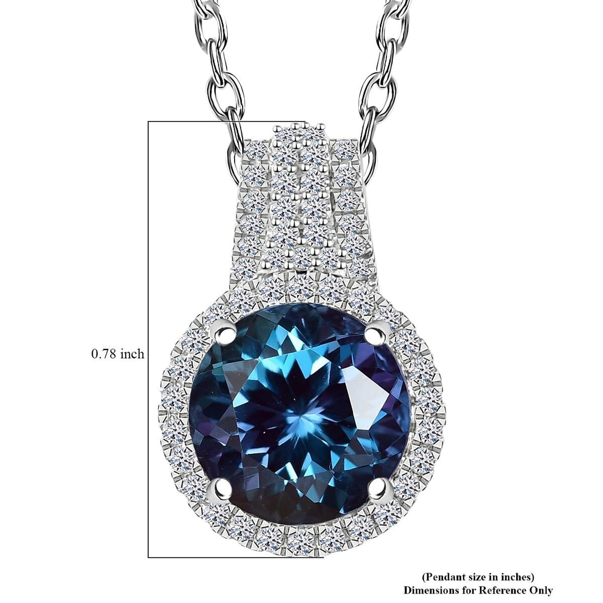 Certified & Appraised Luxuriant AAA Lab Grown Alexandrite and E-F VS Lab Grown Diamond 5.38 ctw Pendant Necklace in 10K White Gold 18 Inches image number 6