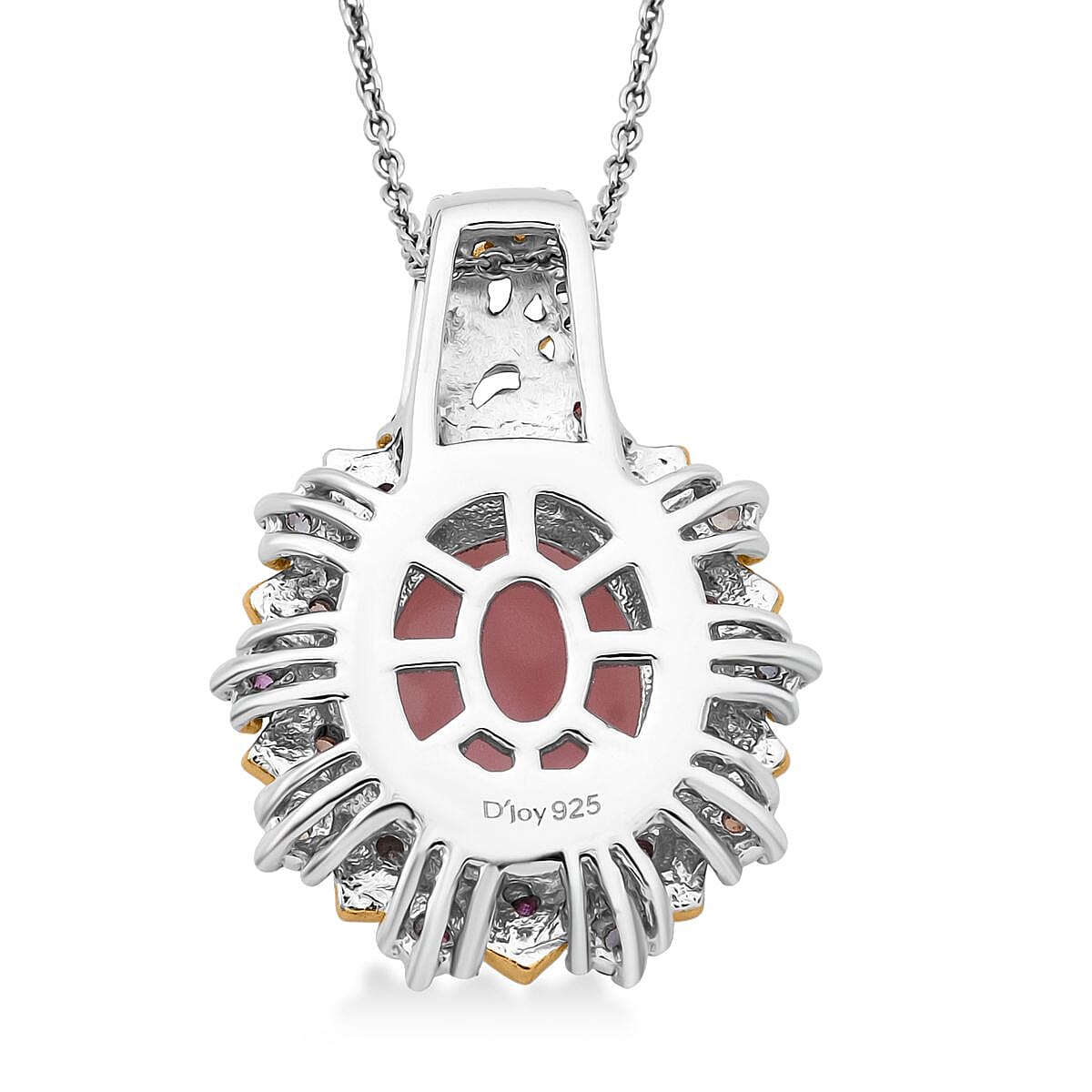 Doorbuster D'Joy Pink Opal and Multi Gemstone 5.15 ctw Pendant Necklace in 18K Vermeil YG and Rhodium Over Sterling Silver 20 Inches  image number 4