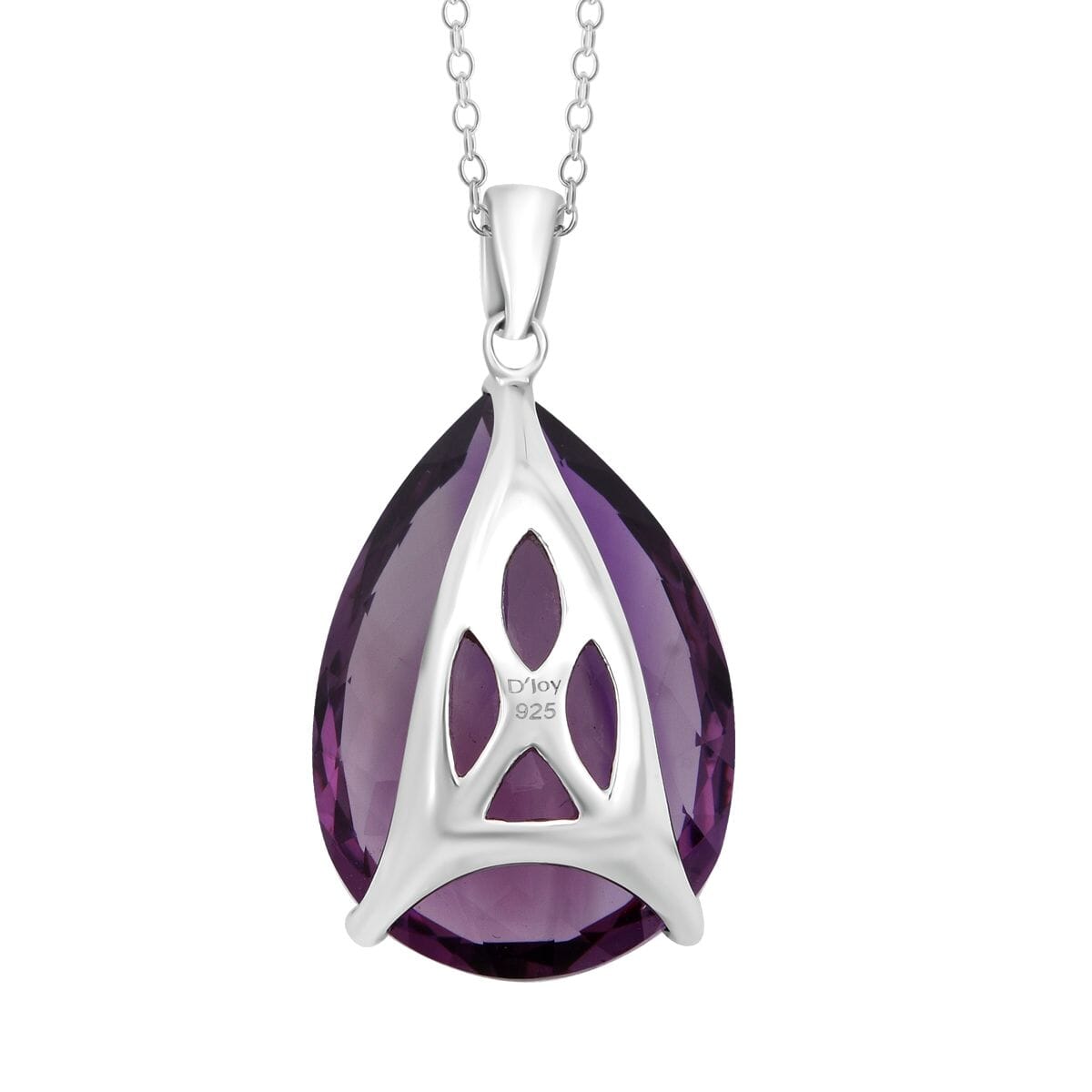D'Joy Premium African Amethyst 50 ctw Solitaire Pendant Necklace 20 Inches in Rhodium Over Sterling Silver image number 4
