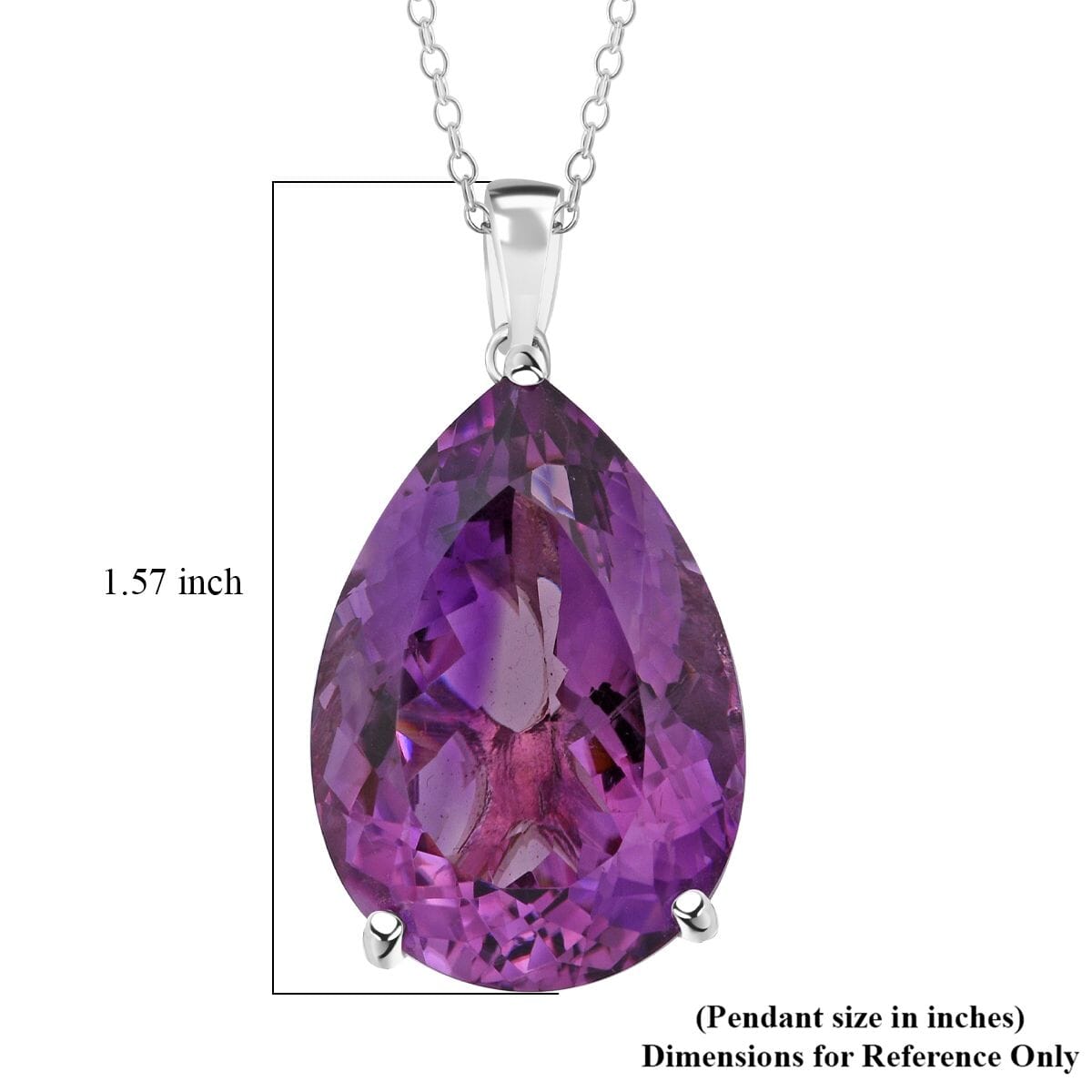 D'Joy Premium African Amethyst 50 ctw Solitaire Pendant Necklace 20 Inches in Rhodium Over Sterling Silver image number 6
