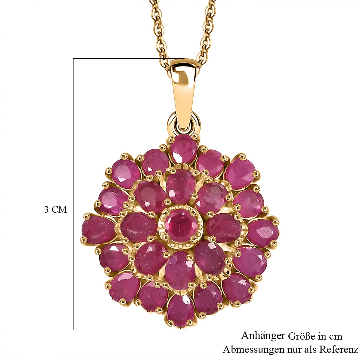 D'Joy African Ruby (FF) 5.80 ctw Pendant Necklace in 18K Vermeil Yellow Gold Over Sterling Silver 20 Inches  image number 5