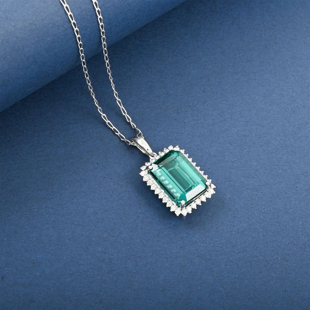 Certified & Appraised Rhapsody AAAA Lagoon Tourmaline and E-F VS Diamond 8.15 ctw Pendant Necklace in 950 Platinum 20 Inches image number 1
