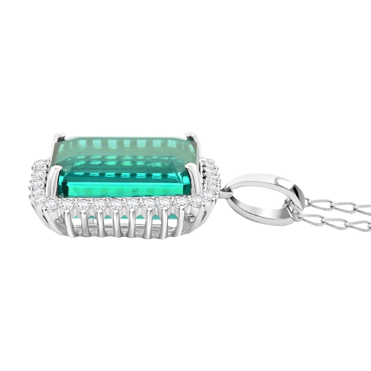 Certified & Appraised Rhapsody AAAA Lagoon Tourmaline and E-F VS Diamond 8.15 ctw Pendant Necklace in 950 Platinum 20 Inches image number 2