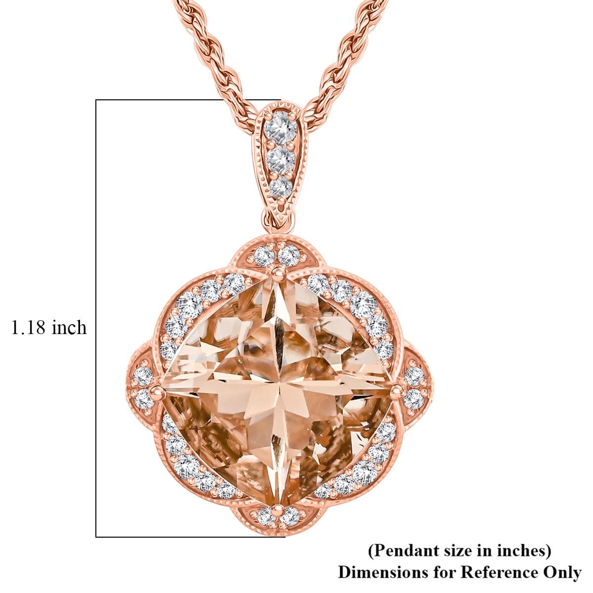 Luxoro AAA Marropino Morganite and G-H I2 Diamond 6.94 ctw Pendant Necklace in 10K Rose Gold 18 Inches image number 5