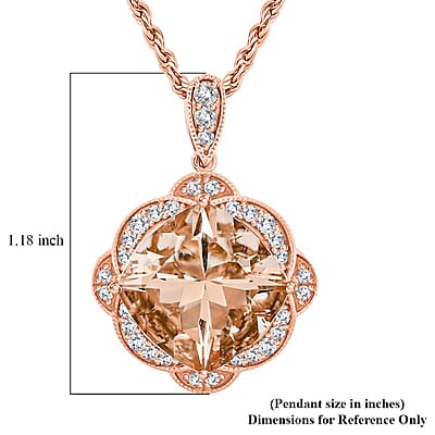 Luxoro AAA Marropino Morganite and G-H I2 Diamond 6.94 ctw Pendant Necklace in 10K Rose Gold 20 Inches