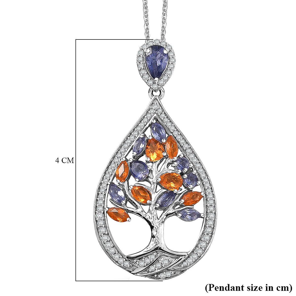 GP Catalina Iolite and Multi Gemstone 4.30 ctw Pendant Necklace in Rhodium Over Sterling Silver 20 Inches