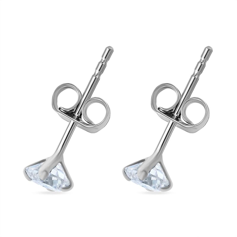 D'Joy Moissanite 2.10 ctw Solitaire Stud Earrings, Ring (Size 5.0) and Pendant Necklace 20 Inches in Rhodium Over Sterling Silver
