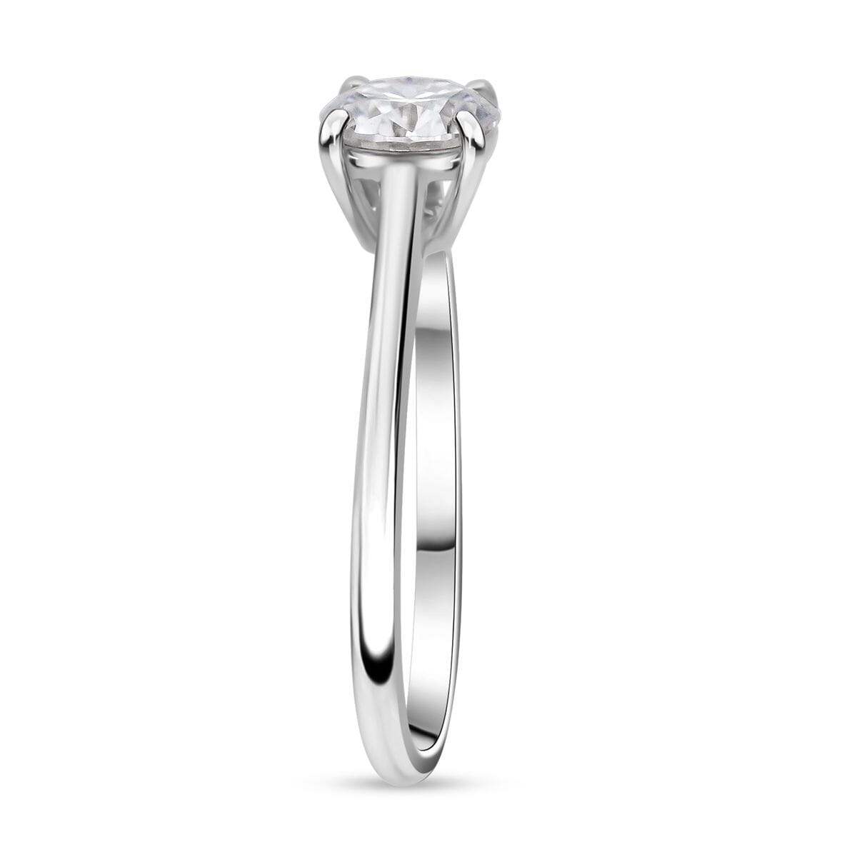 D'Joy Moissanite 2.10 ctw Solitaire Stud Earrings, Ring and Pendant Necklace 20 Inches in Rhodium Over Sterling Silver image number 3