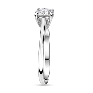 D'Joy Moissanite 2.10 ctw Solitaire Stud Earrings, Ring (Size 7.0) and Pendant Necklace 20 Inches in Rhodium Over Sterling Silver with Stainless Steel Necklace (20 Inches)