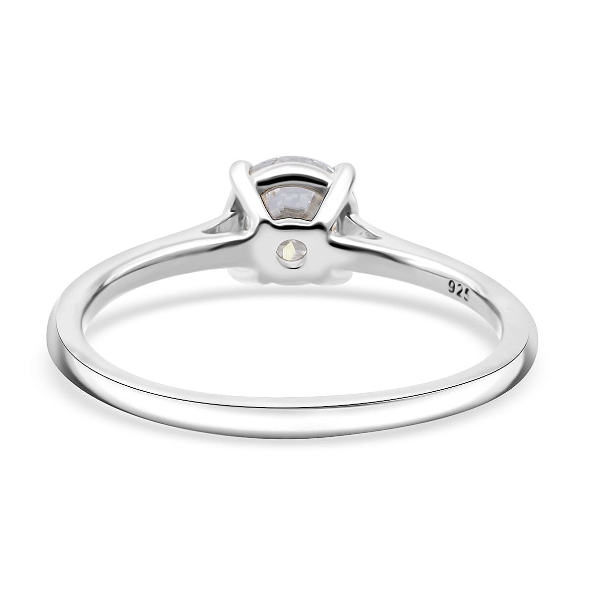 D'Joy Moissanite 2.10 ctw Solitaire Stud Earrings, Ring (Size 8.0) and Pendant in Rhodium Over Sterling Silver with Stainless Steel Necklace (20 Inches) image number 4