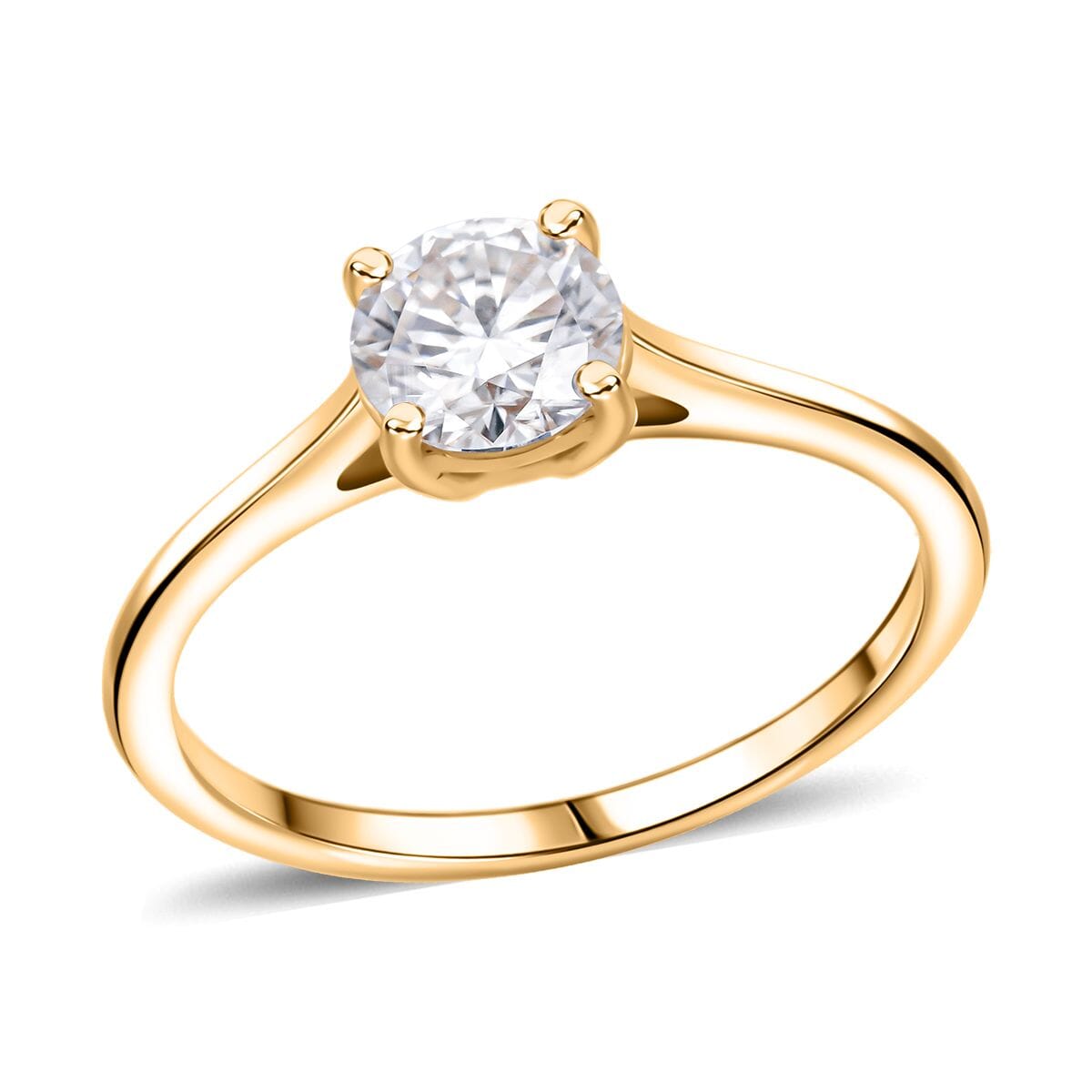 D'Joy Moissanite 2.10 ctw Eternal Spark Collection Solitaire Stud Earrings, Ring (Size 5.0) and Pendant Necklace 20 Inches in 18K Vermeil Yellow Gold Over Sterling Silver image number 2