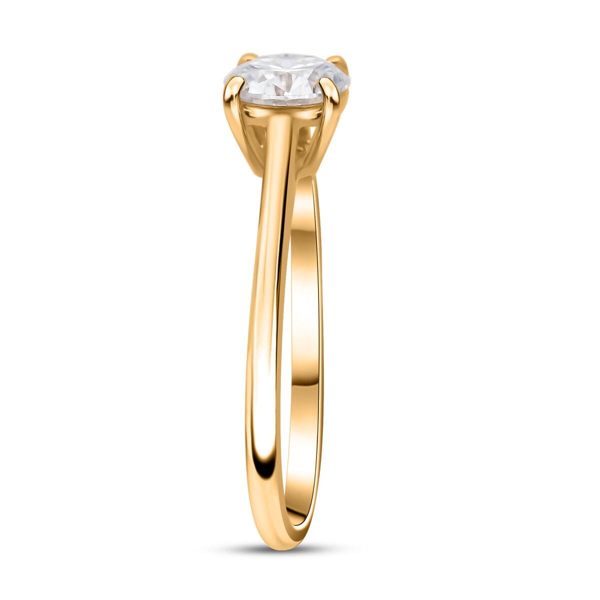 D'Joy Moissanite 2.10 ctw Eternal Spark Collection Solitaire Stud Earrings, Ring (Size 5.0) and Pendant Necklace 20 Inches in 18K Vermeil Yellow Gold Over Sterling Silver image number 3