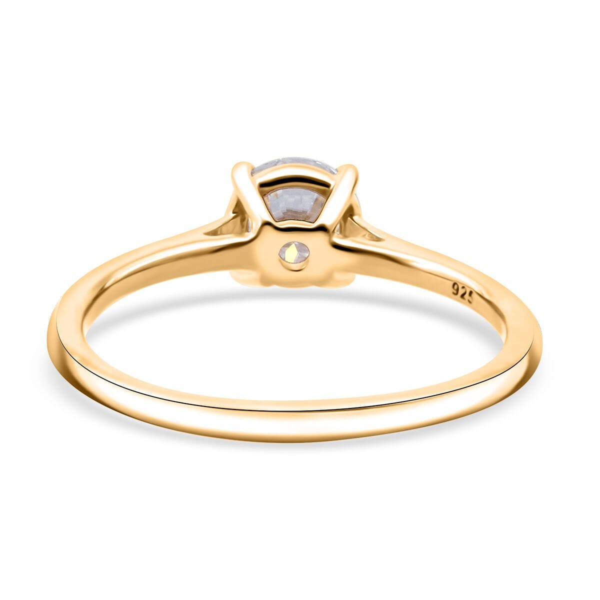 D'Joy Moissanite 2.10 ctw Eternal Spark Collection Solitaire Stud Earrings, Ring (Size 5.0) and Pendant Necklace 20 Inches in 18K Vermeil Yellow Gold Over Sterling Silver image number 4