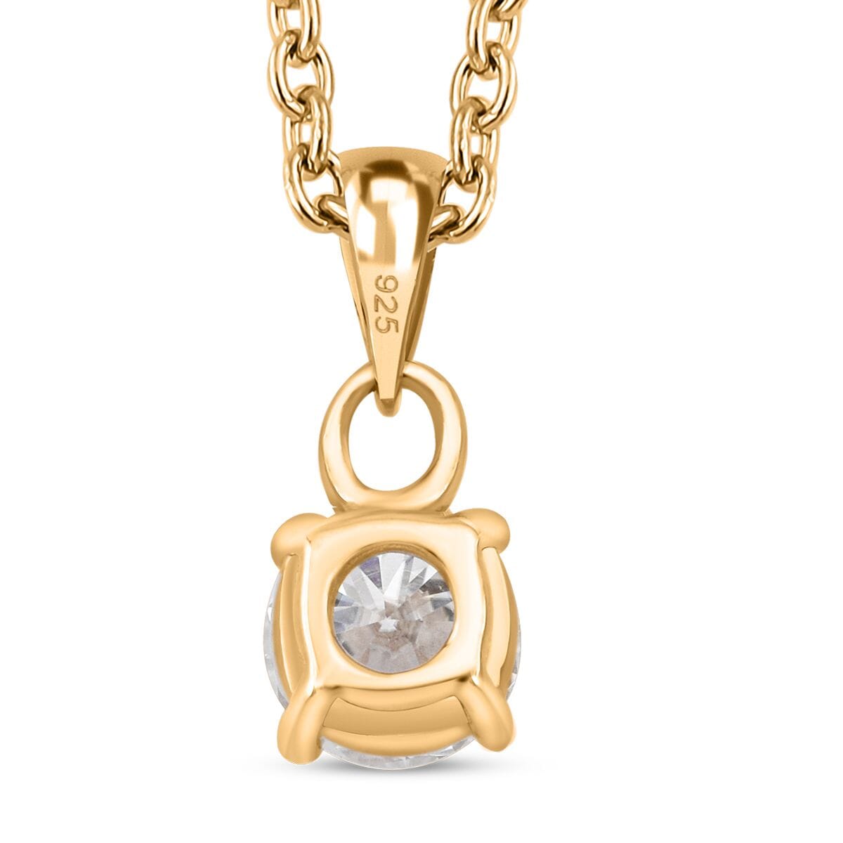 D'Joy Moissanite 2.10 ctw Eternal Spark Collection Solitaire Stud Earrings, Ring (Size 5.0) and Pendant Necklace 20 Inches in 18K Vermeil Yellow Gold Over Sterling Silver image number 7