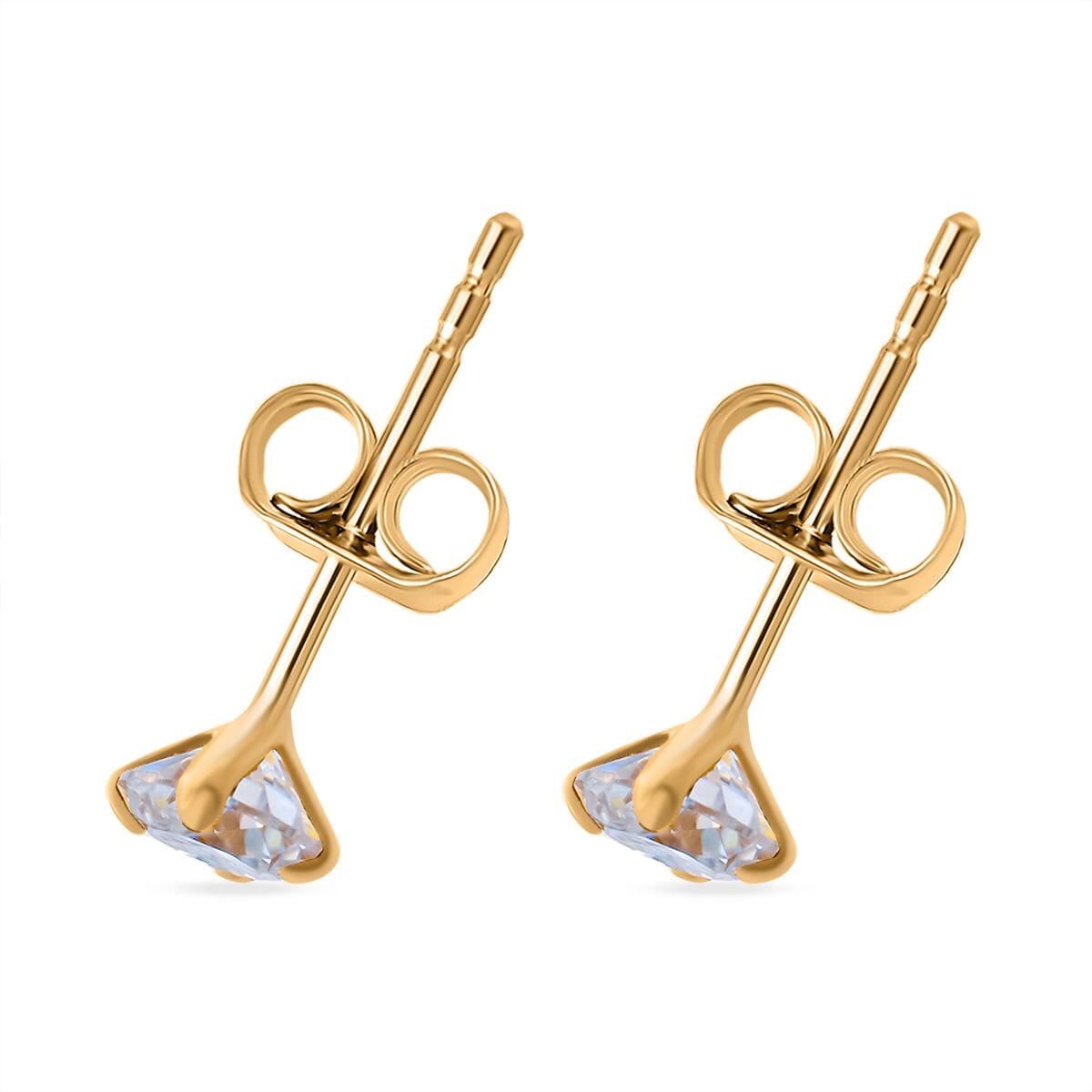 D'Joy Moissanite 2.10 ctw Eternal Spark Collection Solitaire Stud Earrings, Ring (Size 5.0) and Pendant Necklace 20 Inches in 18K Vermeil Yellow Gold Over Sterling Silver image number 8