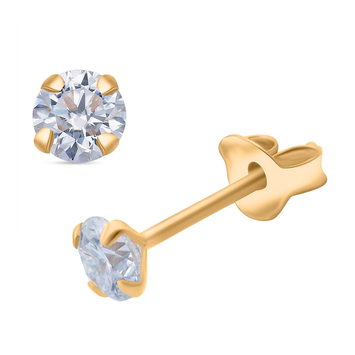 D'Joy Moissanite 2.10 ctw Eternal Spark Collection Solitaire Stud Earrings, Ring (Size 5.0) and Pendant Necklace 20 Inches in 18K Vermeil Yellow Gold Over Sterling Silver image number 9