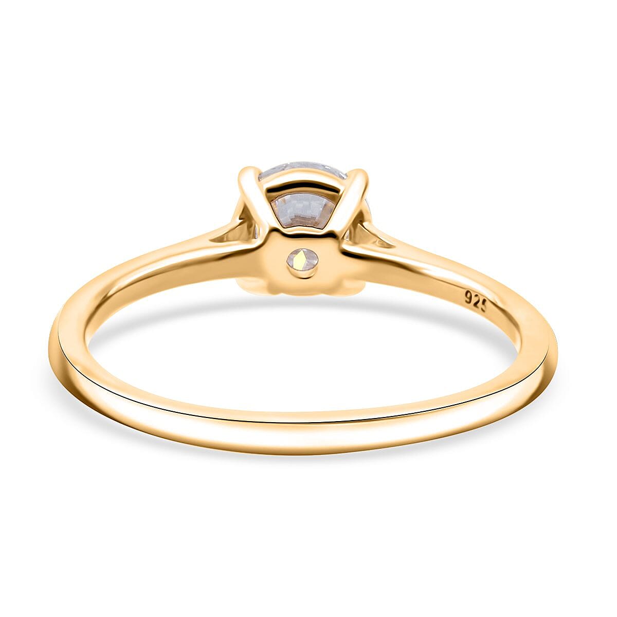 D'Joy Moissanite 2.10 ctw Eternal Spark Collection Solitaire Stud Earrings, Ring (Size 7.0) and Pendant Necklace 20 Inches in 18K Vermeil Yellow Gold Over Sterling Silver image number 4