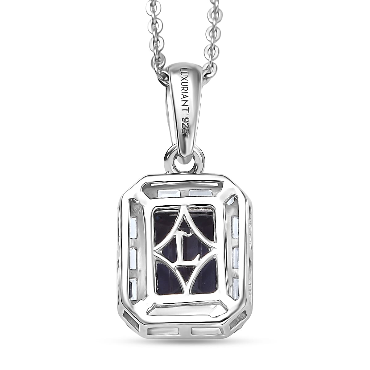 Luxuriant Premium Lab Grown Alexandrite and White Topaz 2.35 ctw Eclipse Empire Pendant Necklace in Rhodium Over Sterling Silver 20 Inches  image number 4