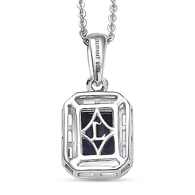 Luxuriant Premium Lab Grown Alexandrite and White Topaz 2.35 ctw Eclipse Empire Pendant Necklace in Rhodium Over Sterling Silver 20 Inches