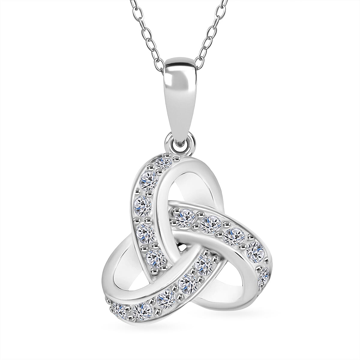 Luxuriant Lab Grown Diamond G-H SI 0.50 ctw Knot Pendant Necklace in Rhodium Over Sterling Silver 20 Inches image number 0